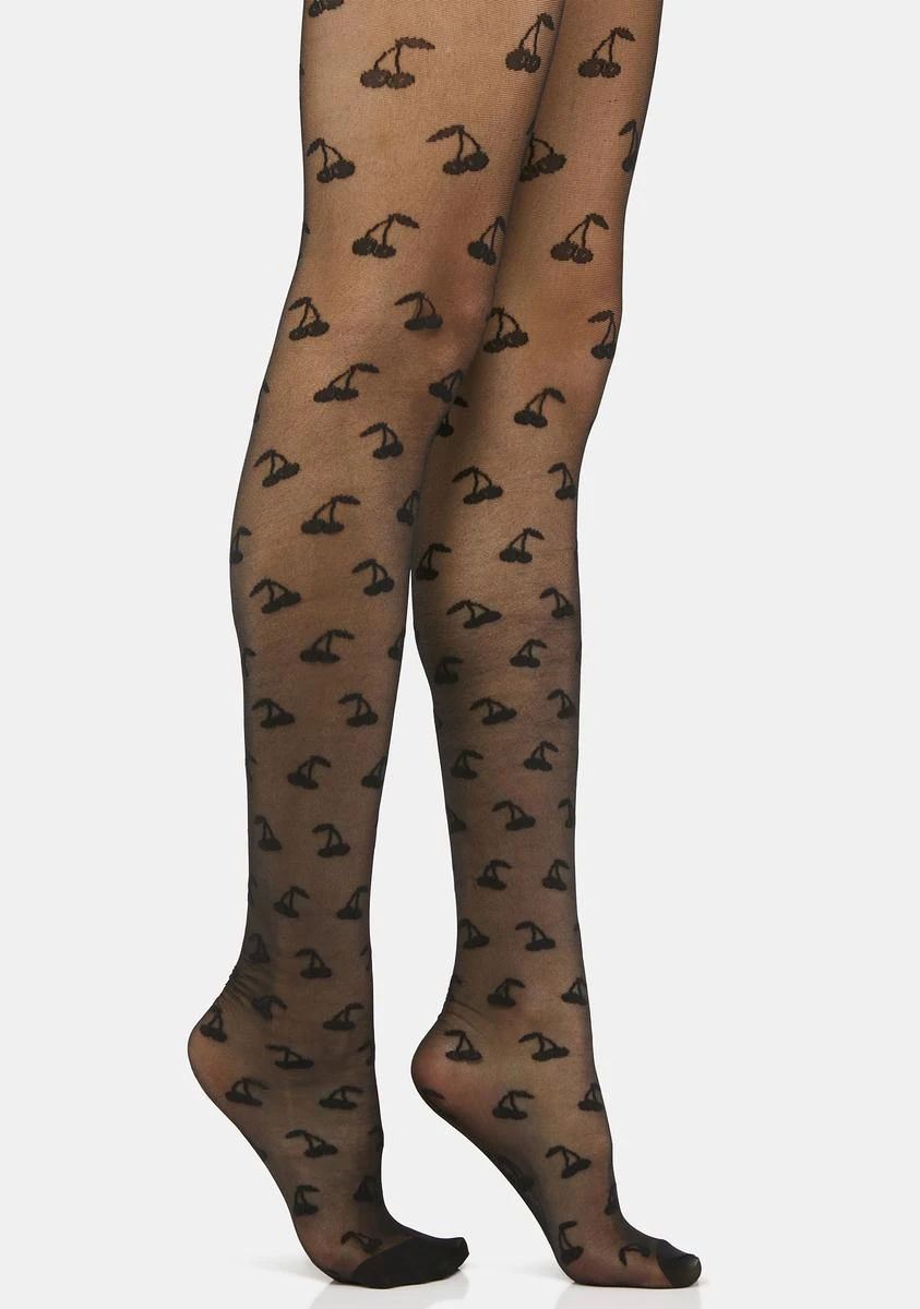 Black Cherry Print Tights 1 Black Cherry Print Tights
