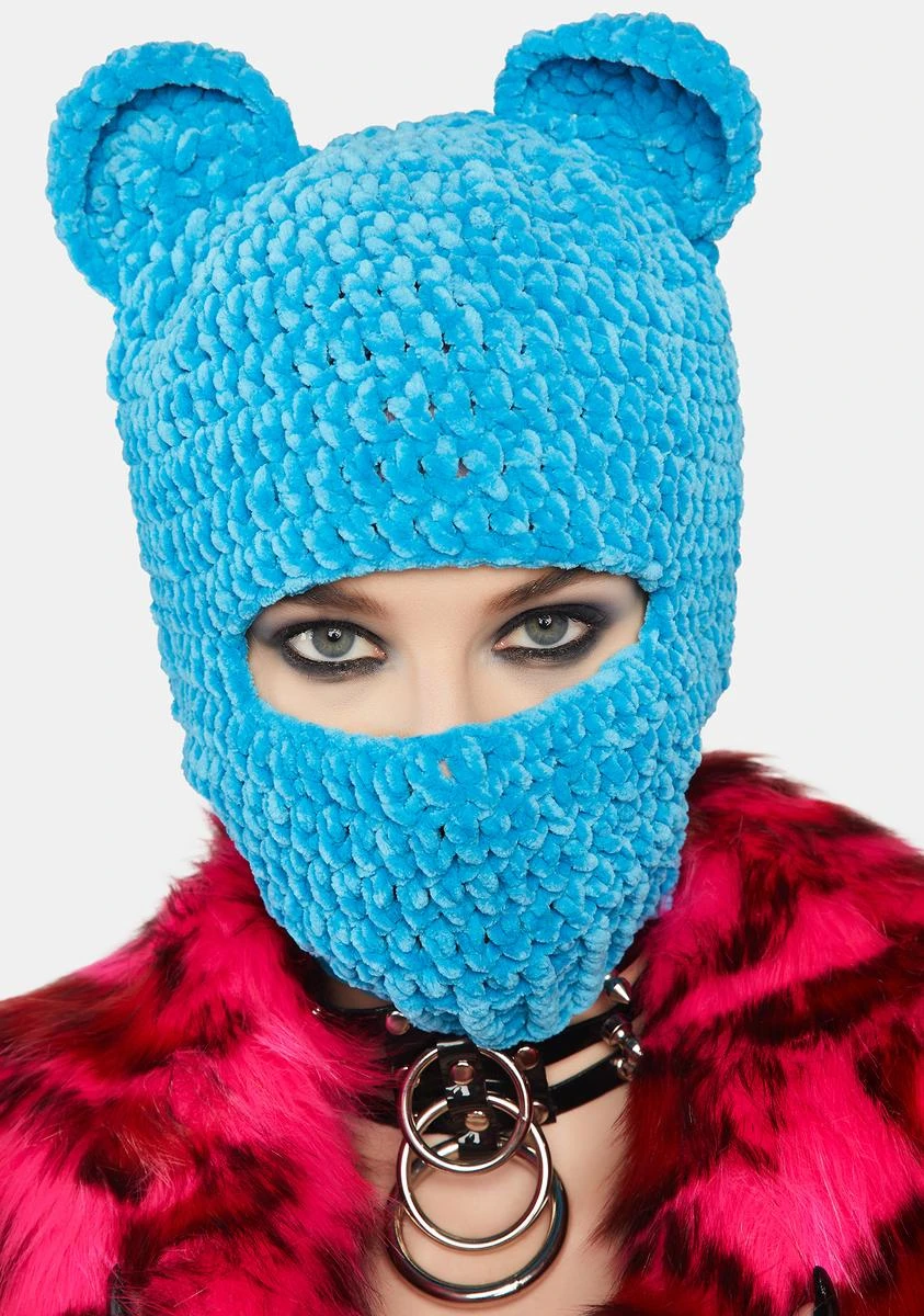 Blue Chenille Bear Balaclava 1 Blue Chenille Bear Balaclava