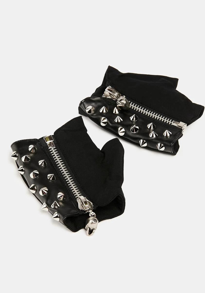 Punk Studded Zipper Gloves 2 Punk Studded Zipper Gloves - Image 2