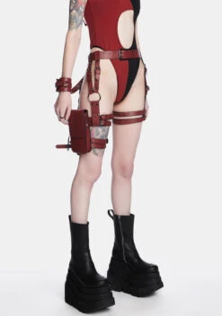 Modulation Oxblood Leg Harness With Wrist Cuffs