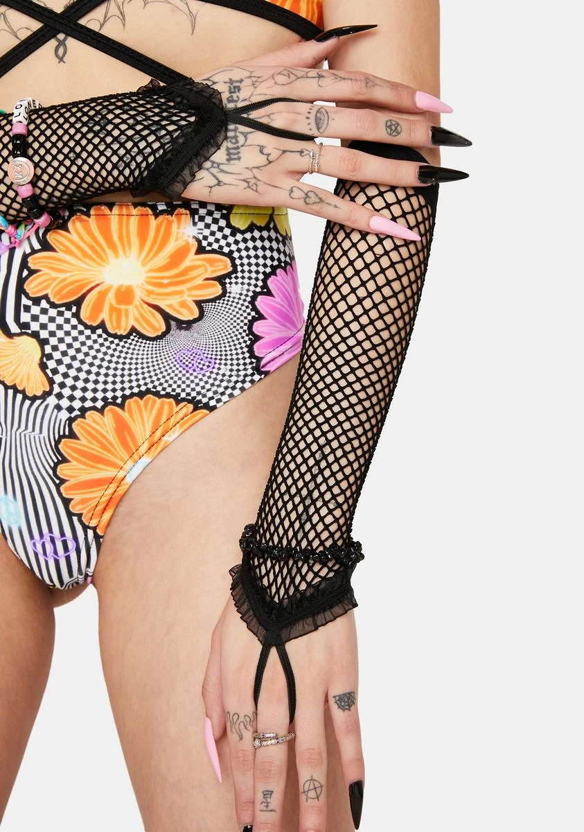 Dance With Romance Ruffle Fishnet Gloves 1 Dance With Romance Ruffle Fishnet Gloves