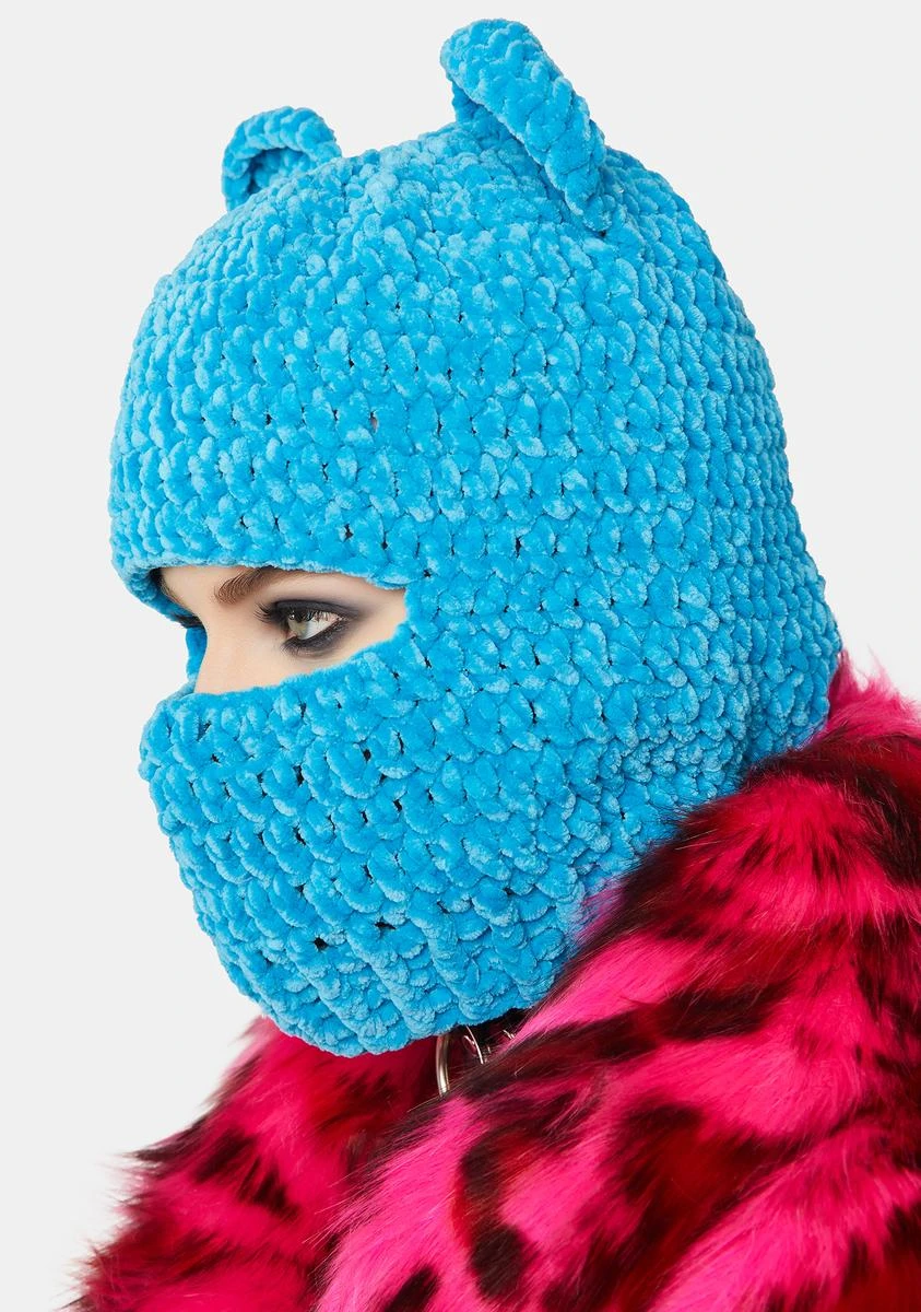 Blue Chenille Bear Balaclava 2 Blue Chenille Bear Balaclava - Image 2