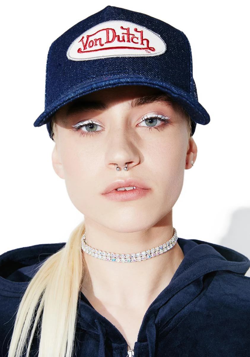 Von Dutch Denim Logo Trucker Hat 1 Von Dutch Denim Logo Trucker Hat