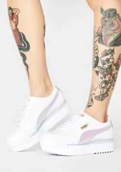 Puma White Roma Amor Metallic Sports Sneakers